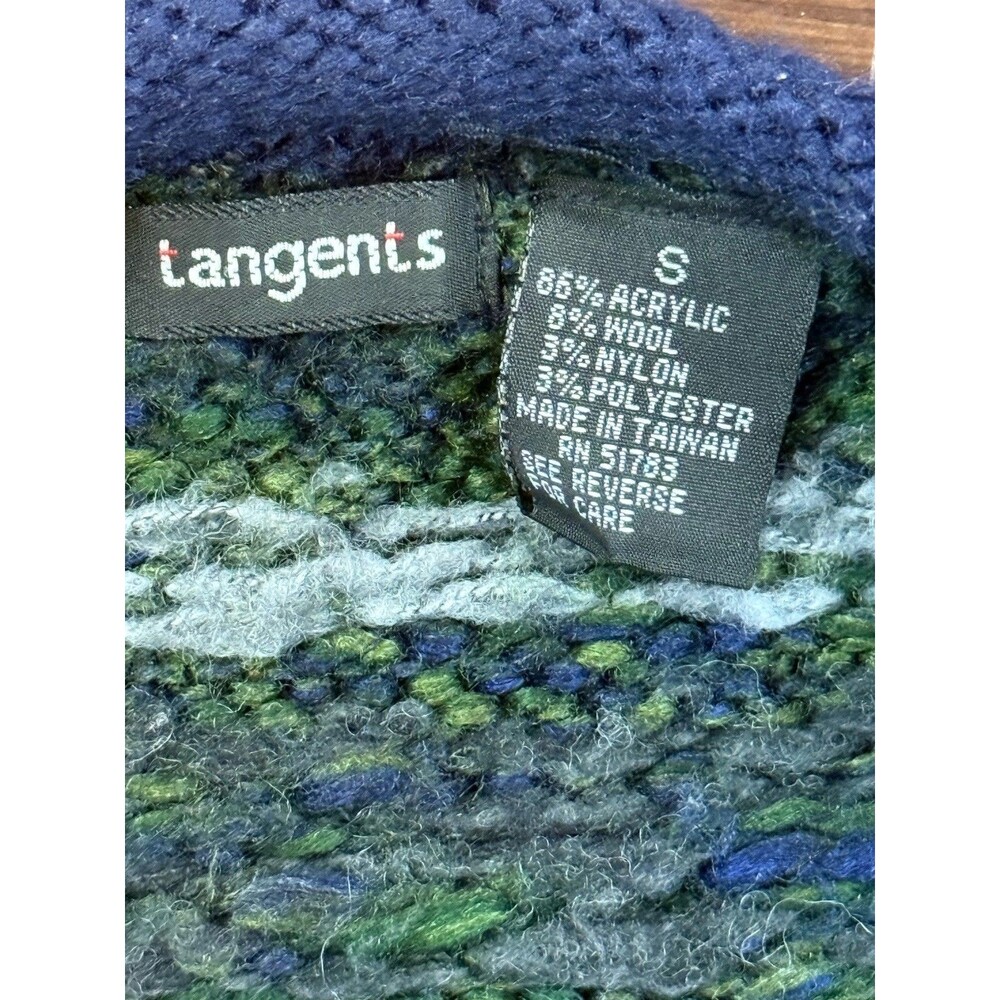 Tangents Women’s Cardigan Small Full Zip Knit Fair Aisle Sweater Wool Blend - Picture 3 of 5